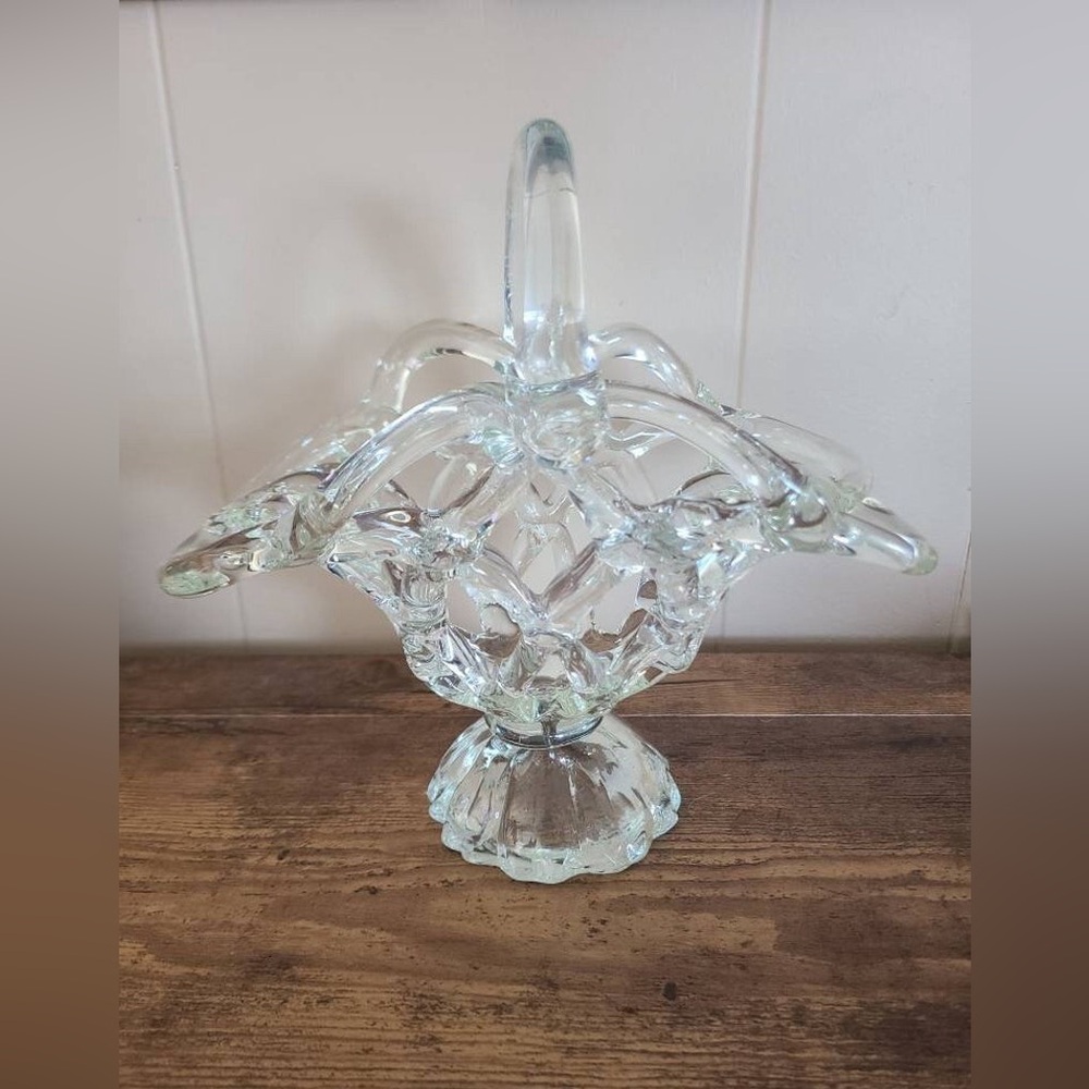 Clear Blown Glass Lattice Basket
